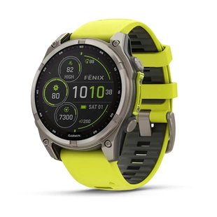 Смарт-годинник Garmin Fenix 8 – 47 мм, Solar Sapphire, титан з яскраво-жовтим/графітовим силіконовим ремінцем 010-02906-21 фото