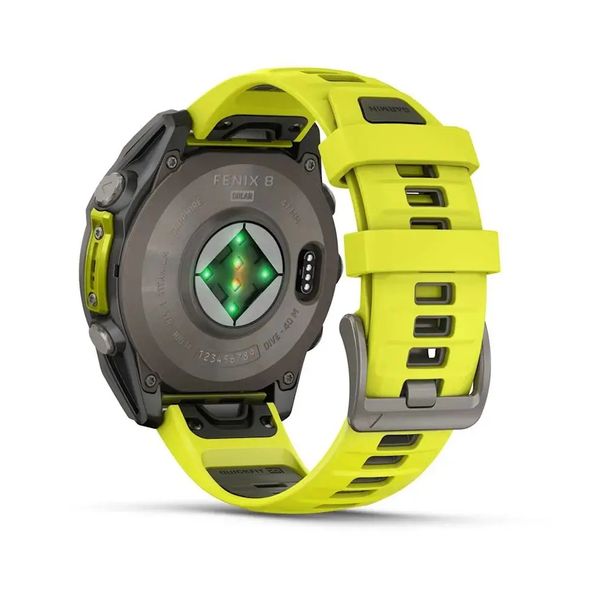 Смарт-часы Garmin Fenix 8 – 47 мм, Solar Sapphire, титан с ярко-желтым/графитовым силиконовым ремешком 010-02906-21 фото