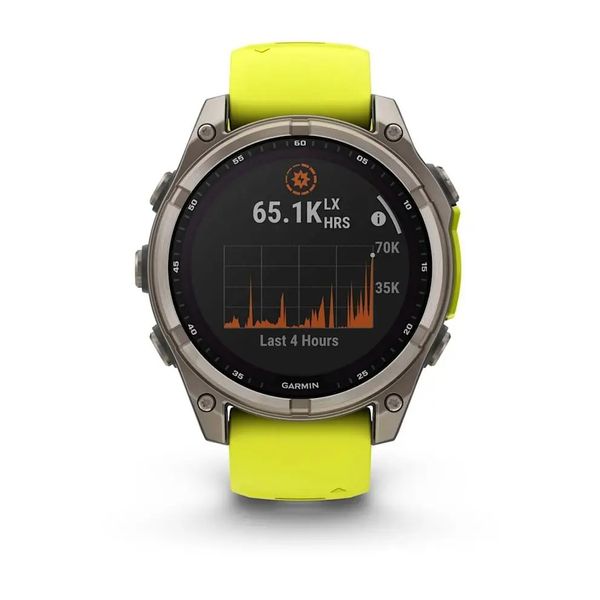 Смарт-часы Garmin Fenix 8 – 47 мм, Solar Sapphire, титан с ярко-желтым/графитовым силиконовым ремешком 010-02906-21 фото