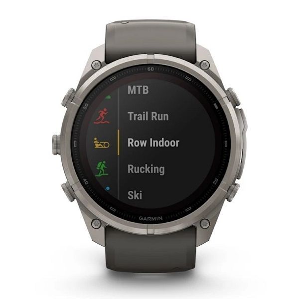 Смарт-годинник Garmin Fenix 9 Pro Solar (51 мм) inReach з титановим корпусом і силіконовим ремінцем кольору галька / сріблясто-сірий