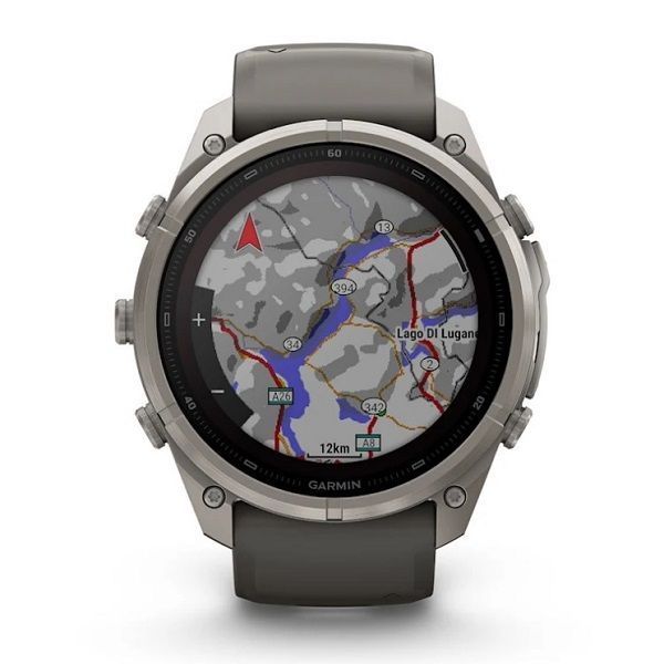 Смарт-годинник Garmin Fenix 9 Pro Solar (51 мм) inReach з титановим корпусом і силіконовим ремінцем кольору галька / сріблясто-сірий