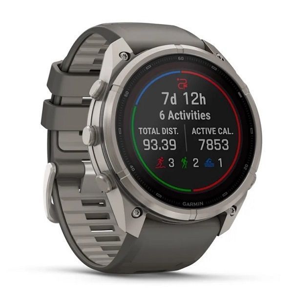 Смарт-годинник Garmin Fenix 9 Pro Solar (51 мм) inReach з титановим корпусом і силіконовим ремінцем кольору галька / сріблясто-сірий