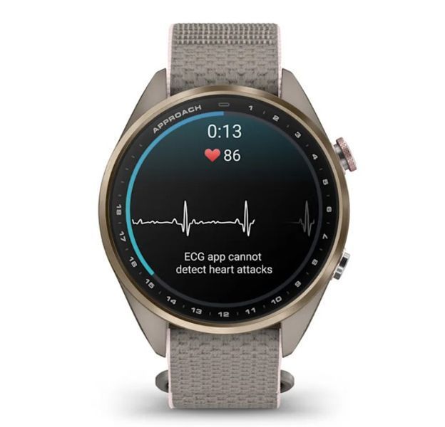 Смарт-часы Garmin Approach S72 (43 мм) с титановым безелем Soft Gold/Blush Pink и тканевым ремешком ComfortFit French Grey/Blush Pink