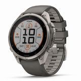 Смарт-часы Garmin Fenix 9 Pro Solar (47 мм) с титановым корпусом и силиконовым ремешком цвета галька / серебристо-серый