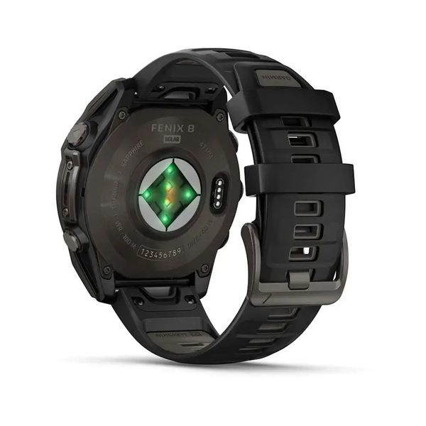 Смарт-часы Garmin Fenix 8 – 47 мм, Solar Sapphire, титан с DLC-покрытием Carbon Gray и силиконовым ремешком черного/серого цвета 010-02906-11 фото