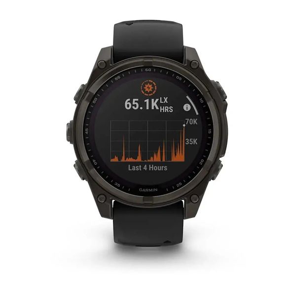 Смарт-часы Garmin Fenix 8 – 47 мм, Solar Sapphire, титан с DLC-покрытием Carbon Gray и силиконовым ремешком черного/серого цвета 010-02906-11 фото