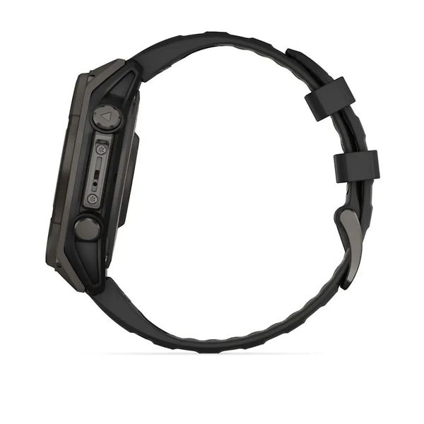 Смарт-годинник Garmin Fenix 8 – 47 мм, Solar Sapphire, титан з DLC-покриттям Carbon Gray та силіконовим ремінцем чорного/сірого кольору 010-02906-11 фото