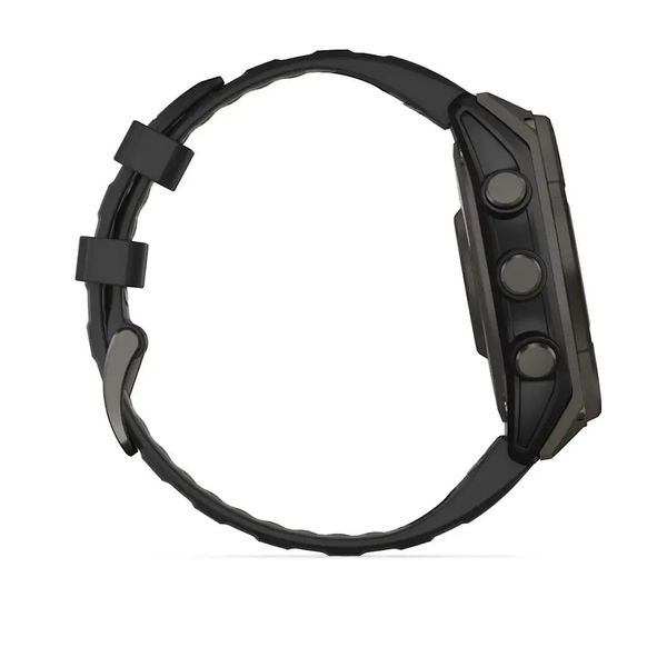 Смарт-часы Garmin Fenix 8 – 47 мм, Solar Sapphire, титан с DLC-покрытием Carbon Gray и силиконовым ремешком черного/серого цвета 010-02906-11 фото