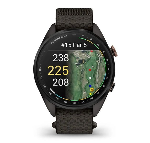 Смарт-часы Garmin Approach S72 (47 мм) с титановым безелем Carbon Gray/Red DLC и тканевым ремешком ComfortFit Black