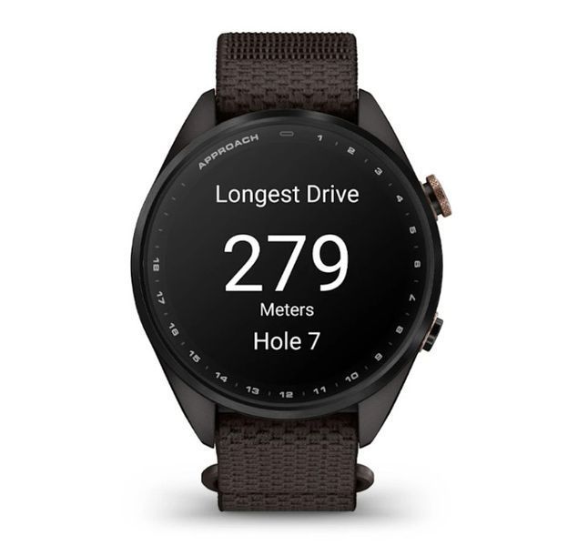 Смарт-часы Garmin Approach S72 (47 мм) с титановым безелем Carbon Gray/Red DLC и тканевым ремешком ComfortFit Black