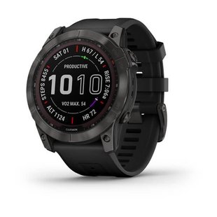 Смарт-годинник Garmin Fenix 7X Sapphire Solar титановий DLC сірий карбон з чорним ремінцем 010-02541-11 фото