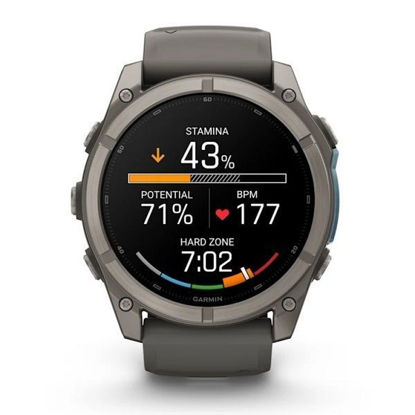 Смарт-годинник Garmin Fenix 9 (51 мм) з титановим корпусом і силіконовим ремінцем кольору гальки