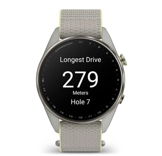 Смарт-часы Garmin Approach S72 (47 мм) с титановым безелем Silver/Citron и тканевым ремешком ComfortFit Fog Grey/Citron
