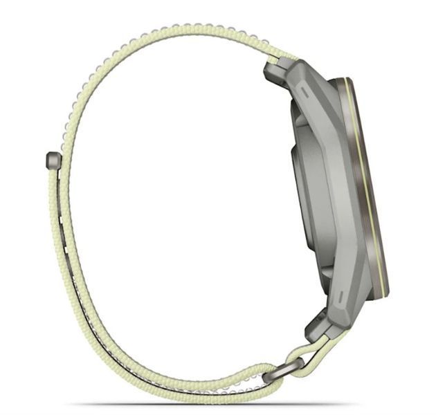 Смарт-часы Garmin Approach S72 (47 мм) с титановым безелем Silver/Citron и тканевым ремешком ComfortFit Fog Grey/Citron