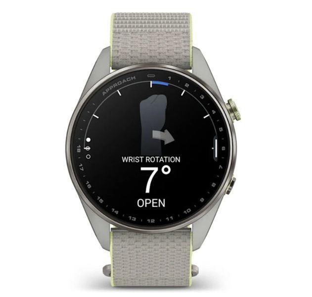 Смарт-часы Garmin Approach S72 (47 мм) с титановым безелем Silver/Citron и тканевым ремешком ComfortFit Fog Grey/Citron