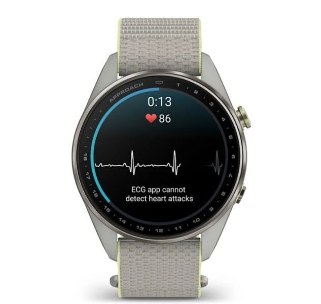 Смарт-часы Garmin Approach S72 (47 мм) с титановым безелем Silver/Citron и тканевым ремешком ComfortFit Fog Grey/Citron