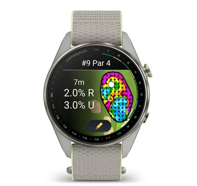 Смарт-часы Garmin Approach S72 (47 мм) с титановым безелем Silver/Citron и тканевым ремешком ComfortFit Fog Grey/Citron