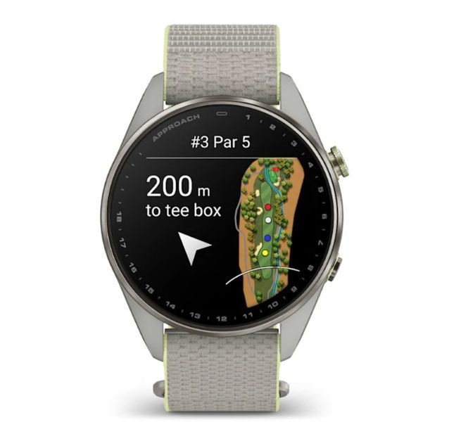 Смарт-часы Garmin Approach S72 (47 мм) с титановым безелем Silver/Citron и тканевым ремешком ComfortFit Fog Grey/Citron
