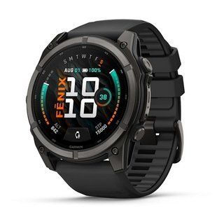 Смарт-годинник Garmin Fenix 9 (51 мм) з титановим корпусом Carbon Gray DLC і чорним силіконовим ремінцем