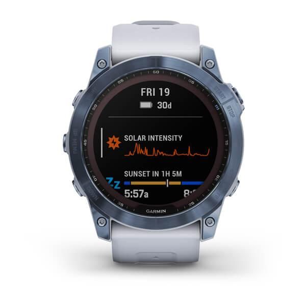 Смарт-часы Garmin Fenix 7X Sapphire Solar титановые DLC цвета синий минерал с белым ремешком 010-02541-15 фото