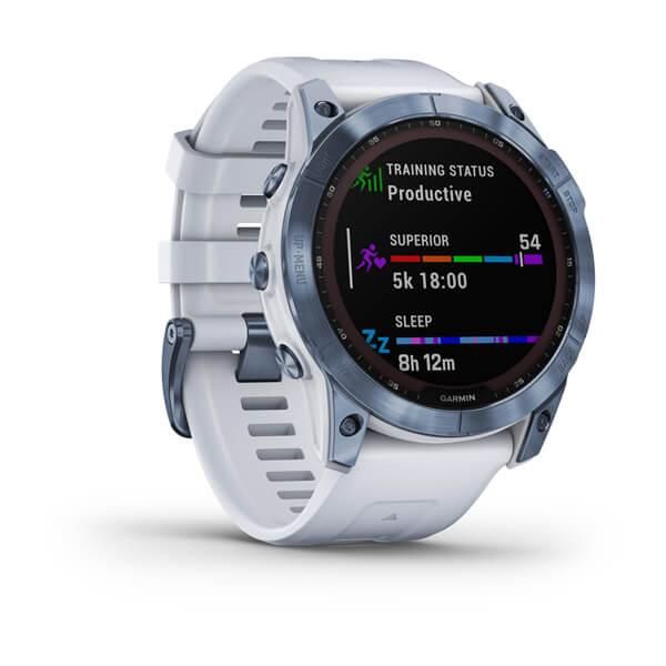 Смарт-годинник Garmin Fenix 7X Sapphire Solar титановий DLC кольору синій мінерал з білим ремінцем 010-02541-15 фото