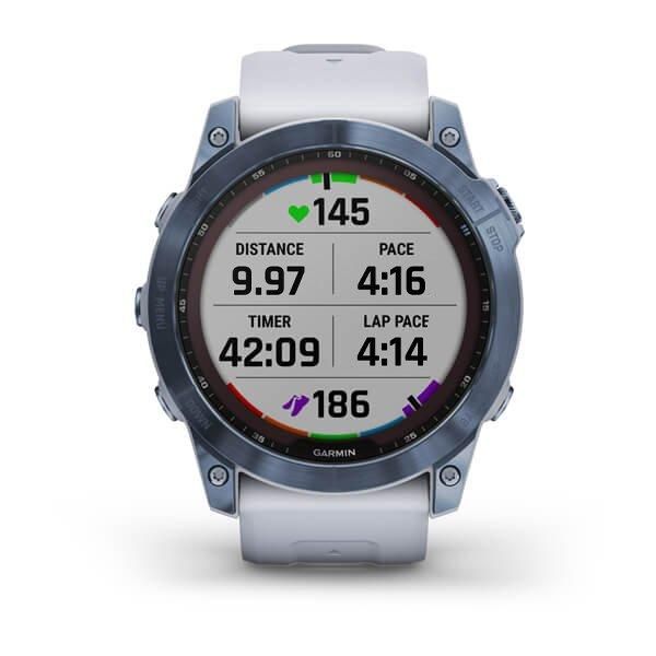 Смарт-часы Garmin Fenix 7X Sapphire Solar титановые DLC цвета синий минерал с белым ремешком 010-02541-15 фото