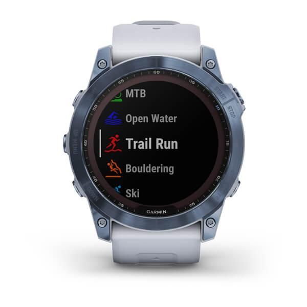 Смарт-часы Garmin Fenix 7X Sapphire Solar титановые DLC цвета синий минерал с белым ремешком 010-02541-15 фото