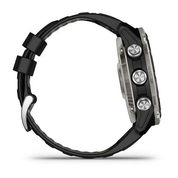 Смарт-часы Garmin Descent Mk3i &ndash; 51 мм, титан серебристо-черный PVD с черно-серым силиконовым ремешком