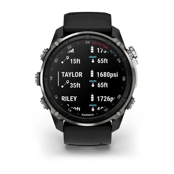 Смарт-часы Garmin Descent Mk3i &ndash; 51 мм, титан серебристо-черный PVD с черно-серым силиконовым ремешком