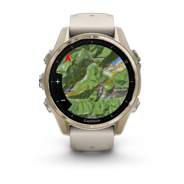 Смарт-часы Garmin Fenix 8 – 43 мм, AMOLED Sapphire, золотистые с силиконовым ремешком цвета туманный серый/темный песчаник 010-02903-11 фото