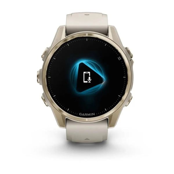 Смарт-годинник Garmin Fenix 8 – 43 мм, AMOLED Sapphire, золотистий із силіконовим ремінцем кольору туманний сірий/темний піщаник 010-02903-11 фото