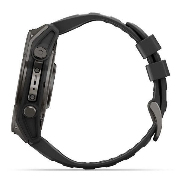 Смарт-годинник Garmin Fenix 9 (51 мм) з титановим корпусом Carbon Gray DLC і чорним силіконовим ремінцем