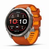 Смарт-годинник Garmin Fenix 9 Pro (51 мм) з титановим корпусом і яскраво-помаранчевим силіконовим ремінцем