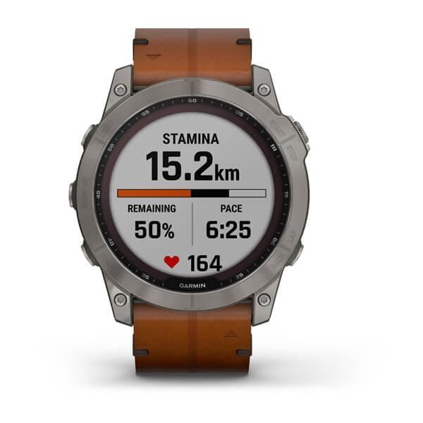 Смарт-годинник Garmin Fenix 7X Sapphire Solar титановий з каштановим шкіряним ремінцем 010-02541-19 фото