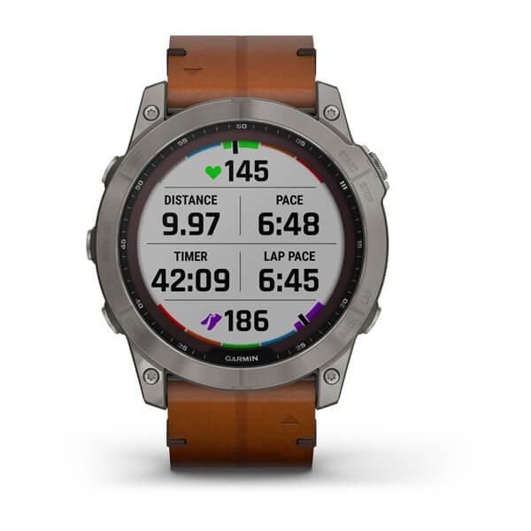 Смарт-годинник Garmin Fenix 7X Sapphire Solar титановий з каштановим шкіряним ремінцем 010-02541-19 фото