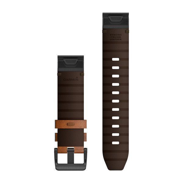 Шкіряний ремінець Garmin QuickFit 22 для fenix 5/6/7, quatix 5/6/7, MARQ, instinct та інших, каштановий