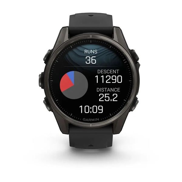 Смарт-часы Garmin Fenix 8 – 43 мм, AMOLED Sapphire, титан с DLC-покрытием Carbon Gray и силиконовым ремешком черного/серого цвета 010-02903-21 фото