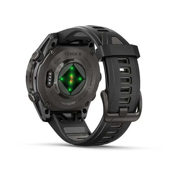 Смарт-годинник Garmin Fenix 8 – 43 мм, AMOLED Sapphire, титан з DLC-покриттям Carbon Gray та силіконовим ремінцем чорного/сірого кольору 010-02903-21 фото