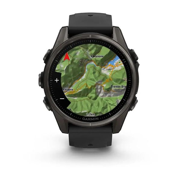 Смарт-часы Garmin Fenix 8 – 43 мм, AMOLED Sapphire, титан с DLC-покрытием Carbon Gray и силиконовым ремешком черного/серого цвета 010-02903-21 фото