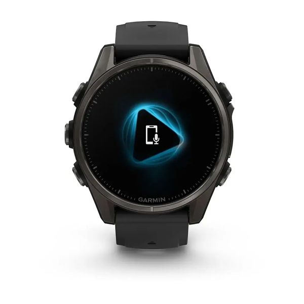 Смарт-часы Garmin Fenix 8 – 43 мм, AMOLED Sapphire, титан с DLC-покрытием Carbon Gray и силиконовым ремешком черного/серого цвета 010-02903-21 фото