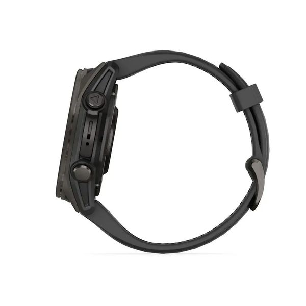 Смарт-часы Garmin Fenix 8 – 43 мм, AMOLED Sapphire, титан с DLC-покрытием Carbon Gray и силиконовым ремешком черного/серого цвета 010-02903-21 фото