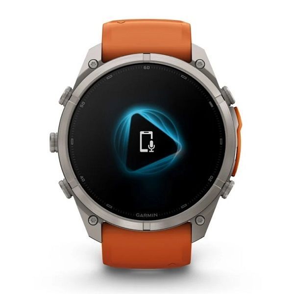 Смарт-годинник Garmin Fenix 9 Pro (51 мм) з титановим корпусом і яскраво-помаранчевим силіконовим ремінцем
