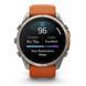 Смарт-годинник Garmin Fenix 9 Pro (51 мм) з титановим корпусом і яскраво-помаранчевим силіконовим ремінцем