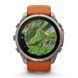 Смарт-годинник Garmin Fenix 9 Pro (51 мм) з титановим корпусом і яскраво-помаранчевим силіконовим ремінцем