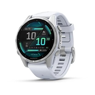 Смарт-годинник Garmin Fenix 8 – 43 мм, AMOLED, сріблястий із силіконовим ремінцем кольору білий камінь 010-02903-00 фото