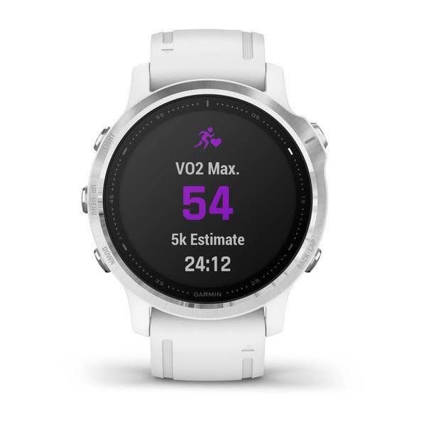 Смарт-годинник Garmin Fenix 6S сріблястий з білим ремінцем 010-02159-00 фото