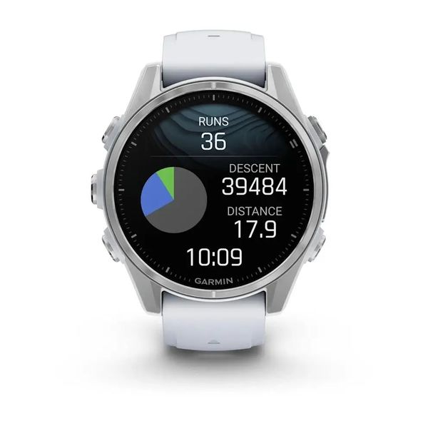 Смарт-годинник Garmin Fenix 8 – 43 мм, AMOLED, сріблястий із силіконовим ремінцем кольору білий камінь 010-02903-00 фото