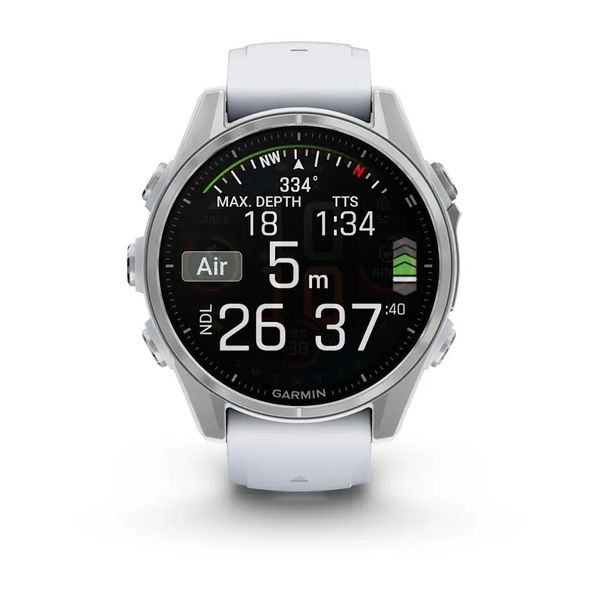 Смарт-часы Garmin Fenix 8 – 43 мм, AMOLED, серебристые с силиконовым ремешком цвета белый камень 010-02903-00 фото