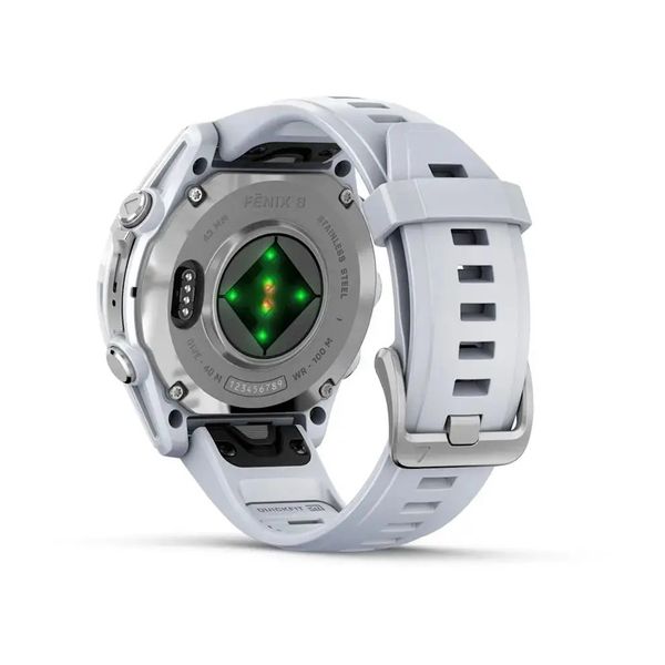 Смарт-годинник Garmin Fenix 8 – 43 мм, AMOLED, сріблястий із силіконовим ремінцем кольору білий камінь 010-02903-00 фото