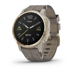 Смарт-годинник Garmin Fenix 6S Sapphire золотавий з сірим шкіряним ремінцем 010-02159-40 фото